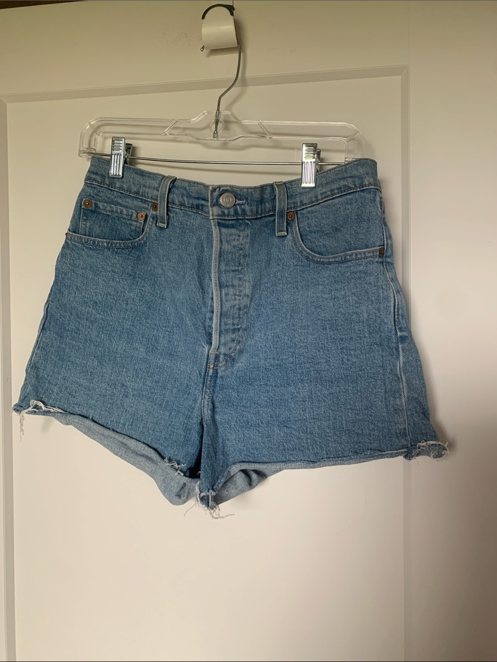 Levi's Light Blue High Rise Cutoff Denim Shorts - 29 - pre-loved